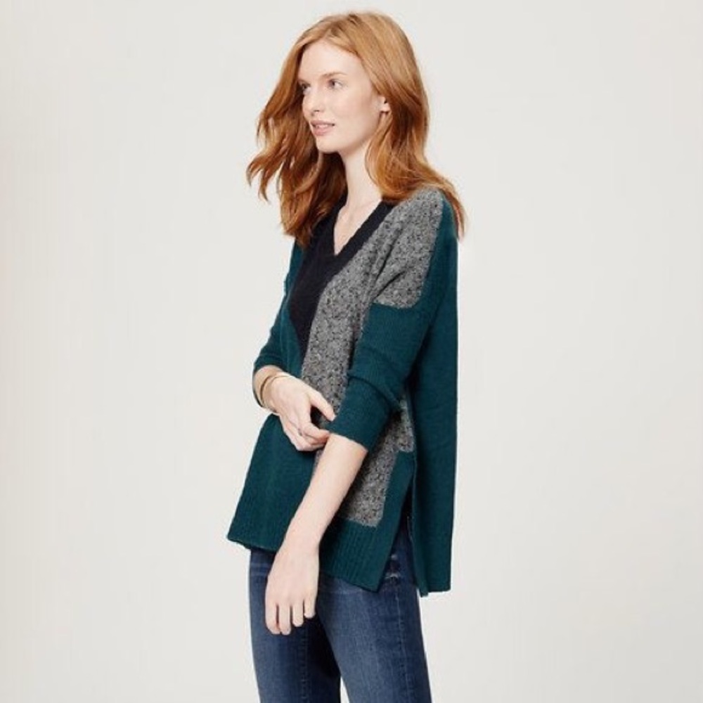 LOFT oversized color block poncho sweater